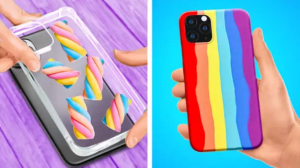 Idées de coques de téléphone faciles 🌈😍 Créations arc-en-ciel que vous pouvez fabriquer à la maison