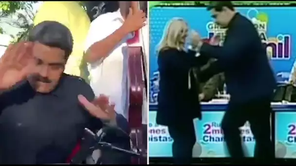 Au Venezuela, Nicolas Maduro danse la salsa et joue de la percussion en plein meeting