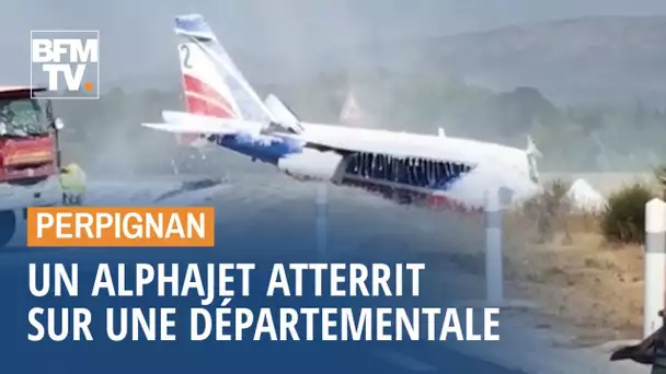 Cet Alphajet de la Patrouille de France a atterri sur une départementale