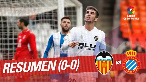 Resumen de Valencia CF vs RCD Espanyol (0-0)