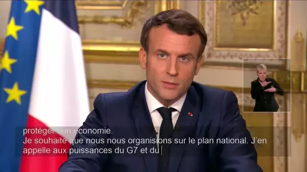 E. Macron : "Ce n'est pas la division qui permettra de répondre à cette crise mondiale"