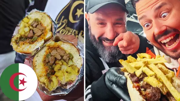 Comme en ALGÉRIE au marché de MONTREUIL : Sandwich au foie, beignet au fromage (sfenj), ...