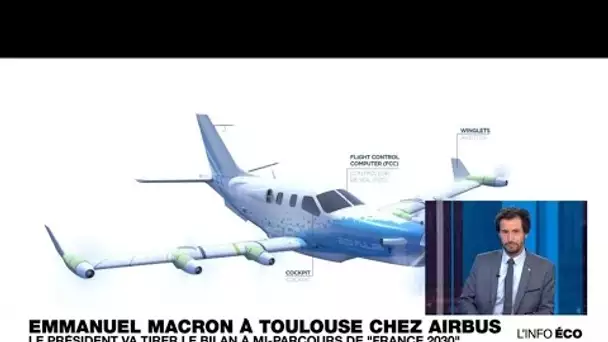 Emmanuel Macron chez Airbus à Toulouse pour faire le bilan de "France 2030" à mi-parcours