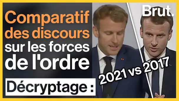 Emmanuel Macron devant les forces de l'ordre : 2021 vs 2017
