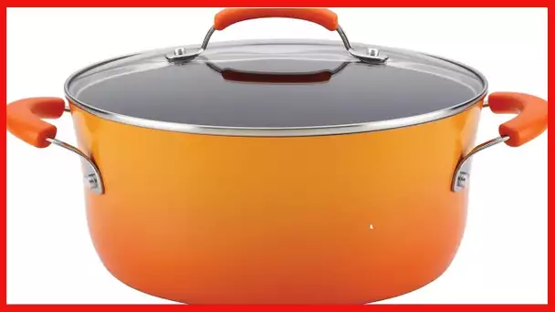 Rachael Ray Brights Nonstick Stock Pot/Stockpot with Lid - 6 Quart, Orange