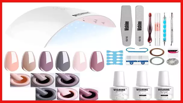 Gel Nail Polish Starter Kit - 6 Colors Gel Polish Set Base Top Coat, 36W LED UV Nail Lamp with Full