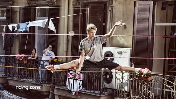 Slackline en pleine ville avec le Red Bull Airlines !