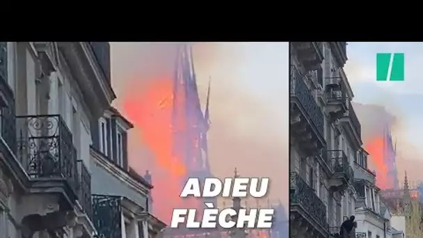 Les images de l'effondrement de la flèche de Notre-Dame de Paris