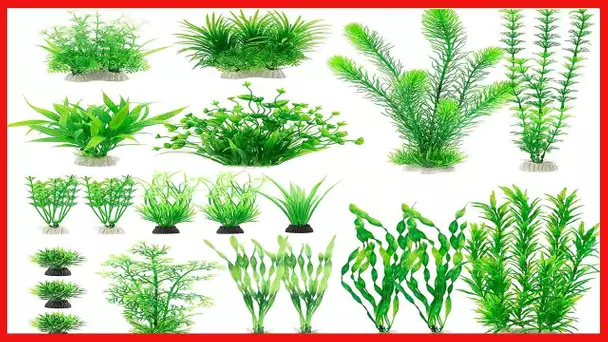MyLifeUNIT Aquarium Plants, 20 Pack Artificial Fish Tank Plants for Aquarium Decorations (Green)