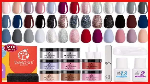 Beetles 20Pc Dip Powder Nail Kit Starter, Modern Muse Collection Dipping Powder Set Nude Gray Pink