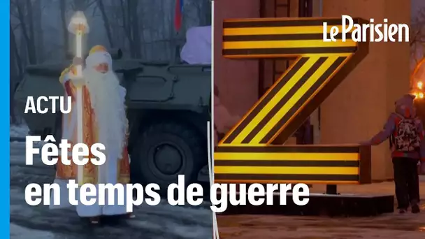 Russie : Père Noël sur un char, «Z» en décoration de Noël, les fêtes en temps de guerre