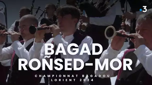 Bagad Roñsed-Mor (Locoal Mendon) au championnat 2024 des bagadoù de Lorient