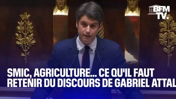 Smic, agriculture, santé... Les annonces de Gabriel Attal pendant son discours de politique générale