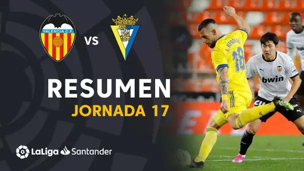 Resumen de Valencia CF vs Cádiz CF (1-1)