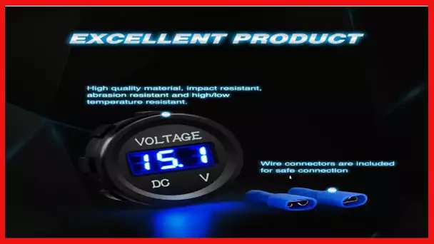 Nilight LED Digital Display Voltmeter Panel  Waterproof Digital Round Panel VoltVolt Tester Gauge