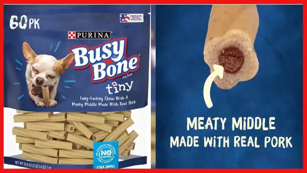 Purina Busy Made in USA Facilities Toy Breed Dog Bones, Tiny - 60 ct. Pouch