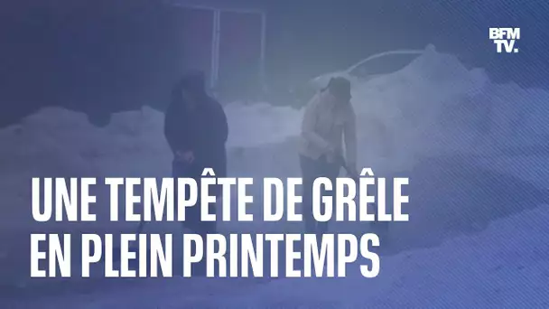 Un village allemand sous la neige en plein printemps après une tempête de grêle