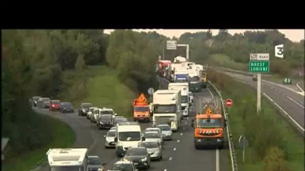 Accident sur la rocade de Rennes; la circulation est très ralentie