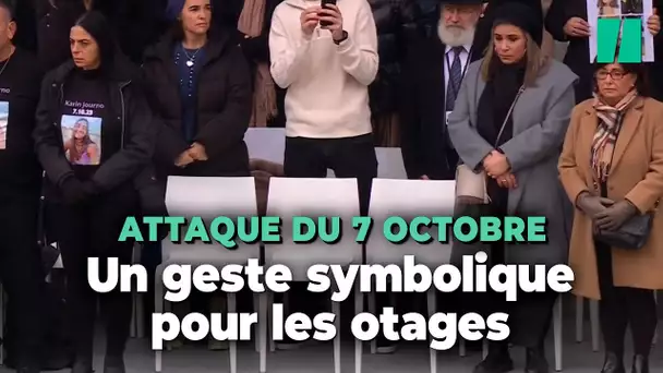 Le symbole fort des 3 chaises vides pour les otages français du Hamas