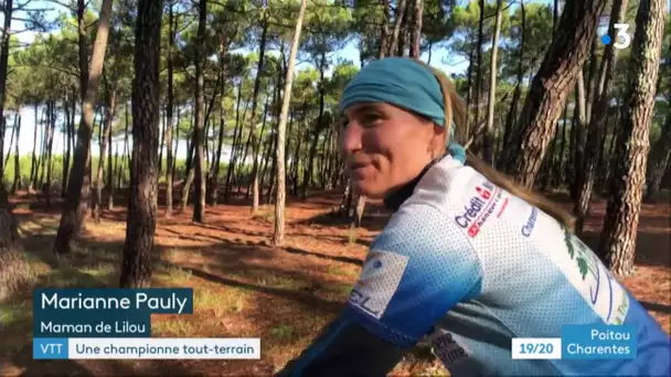 Lilou Pauly, championne de France de course d'orientation en VTT