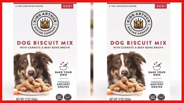King Arthur Baking Company Dog Biscuit Mix, Beef Bone Broth & Carrot, Homemade Dog Treats, 12oz