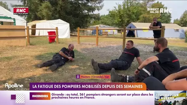 Incendies en Gironde : la fatigue des pompiers mobilisés depuis des semaines