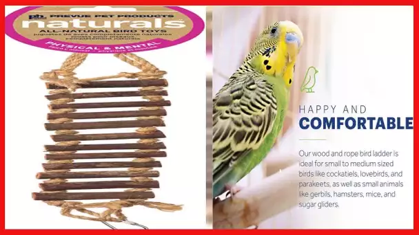 Prevue Pet Products Naturals Rope Ladder Bird Toy, Wood Stairs Climbing Activity Attachment for Bird