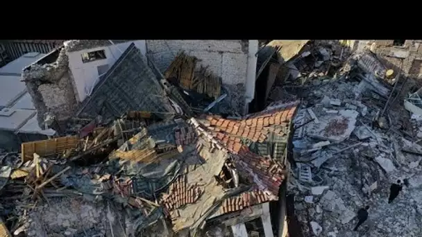 Vue du ciel, la ville d'Antakya en Turquie est un amas de ruines depuis le séisme