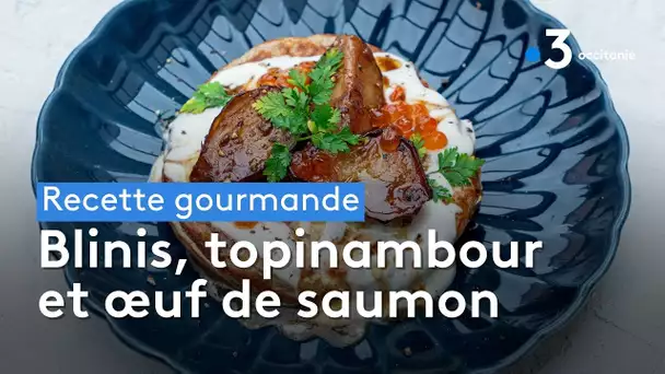 Recette gourmande - Blinis, topinambour et oeuf de saumon