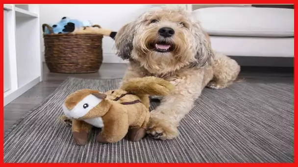 goDog Wildlife Animals Squeaker Plush Dog Toys with Chew Guard Technology - Soft & Durable