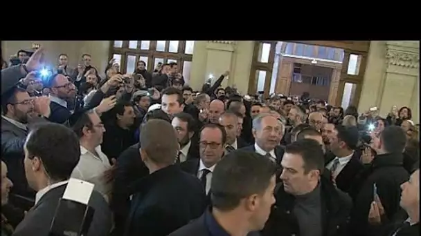 L&#039;arrivée de Hollande et Netanyahu à la grande synagogue