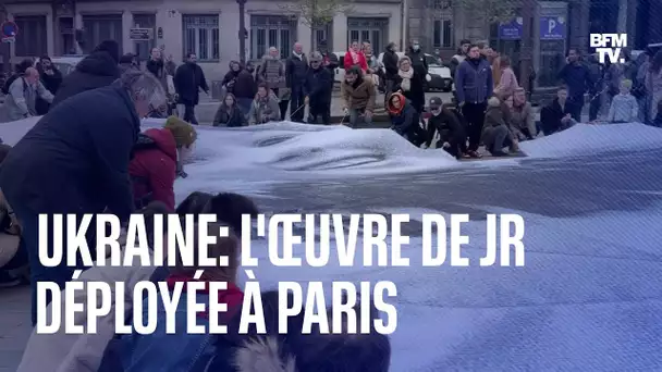 Guerre en Ukraine: l’œuvre de l’artiste JR déployée sur le parvis de l’hôtel de ville de Paris