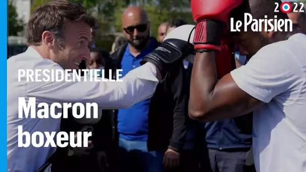 Macron enfile des gants de boxe à Saint-Denis