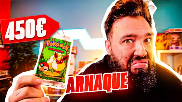 ARNAQUE 450 EUROS OUVERTURE d’un BOOSTER POKEMON EDITION 1 COLLÉ !