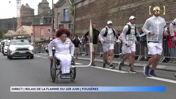 La championne paralympique Hadda Guerchouche s'est élancée dans Fougères avec la flamme Olympique