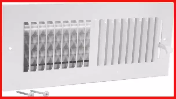 EZ-FLO 61609, White Two-Way Sidewall/Ceiling Register, 10 inch (W) x 4 inch (H) Duct Opening