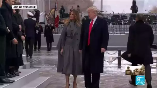 Centenaire de l'Armistice de 1918 : Arrivée de Donald et Mélania Trump à l'Arc de Triomphe