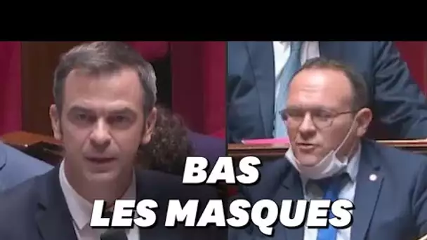 "Ne créez pas un cluster dans l'Assemblée", le vif rappel de Véran à Abad qui crie masque baissé