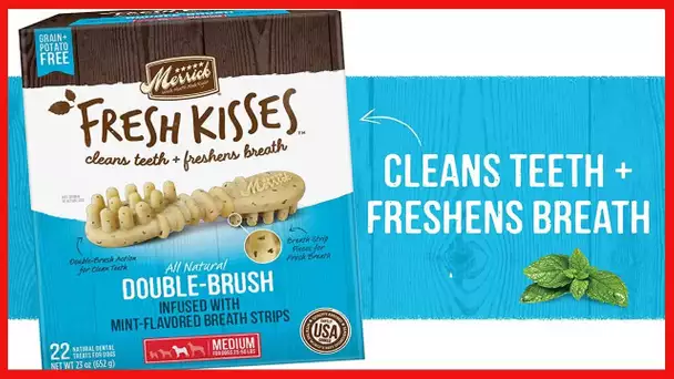 Merrick 66054 Fresh Kisses Medium Oral Care Dental Dog Treats, for Dogs 25-50 Lbs