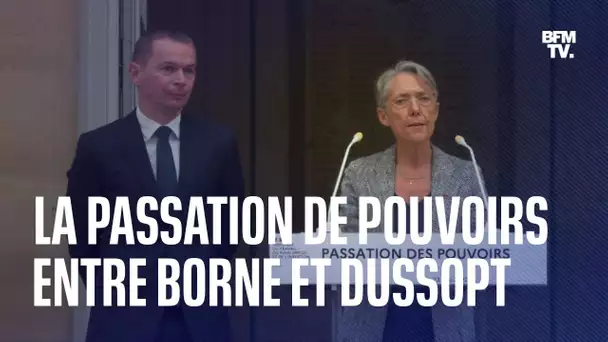 La passation de pouvoirs entre Elisabeth Borne et Olivier Dussopt au ministère du Travail