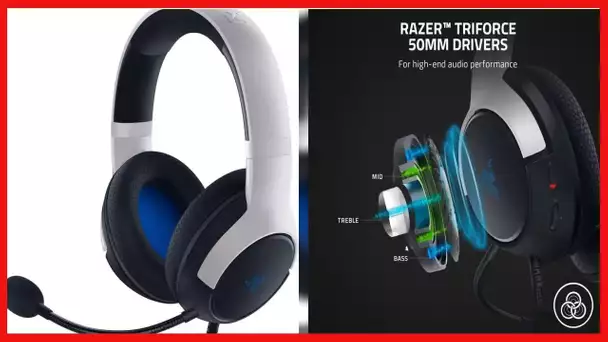 Razer Kaira X Wired Headset for Playstation 5, PC, Mac & Mobile Devices: Triforce 50mm Drivers