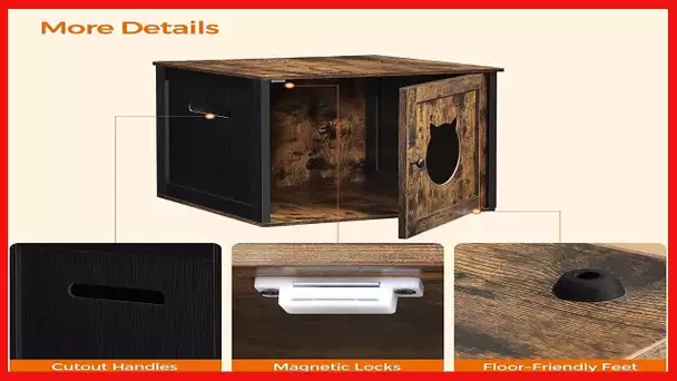 FEANDREA Cat Litter Box Furniture, Hidden Litter Box Enclosure Cabinet