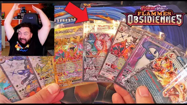 MEILLEURE OUVERTURE DE 100 BOOSTERS POKEMON FLAMMES OBSIDIENNES ! DRACAUFEU FULL ART SECRETE !