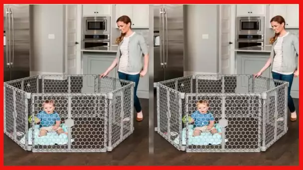 Regalo Plastic 192-Inch Super Wide Adjustable Baby Gate and Play Yard, 2-In-1, Bonus Kit, Includes