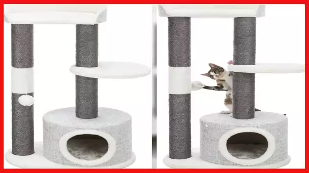 TRIXIE Pilar Cat Tower with Scratching Posts, Condo, 2 Platforms, Dangling Cat Toy