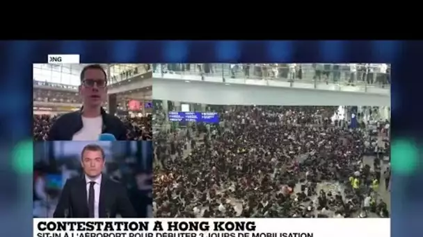 Sit-in dans le calme à l'aéroport de Hong Kong pour débuter trois jours de mobilisation