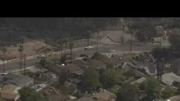 Etats Unis, Californie : maisons brûlées à Santiago