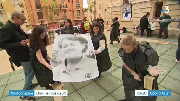 A Beausoleil, un collage géant trône sur la place de la mairie grâce à l'artiste JR