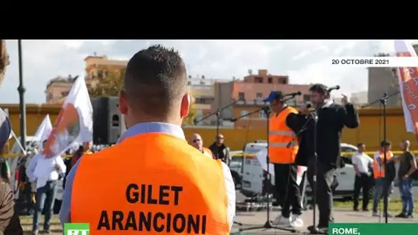 Italie : des dizaines de «Gilets orange» se rassemblent contre le pass sanitaire à Rome