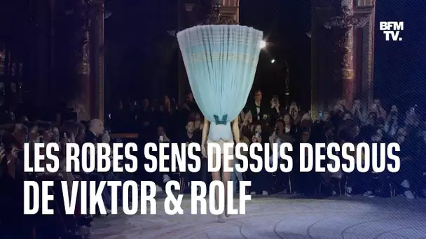 Les robes sens dessus dessous du défilé Viktor & Rolf à la Fashion Week de Paris